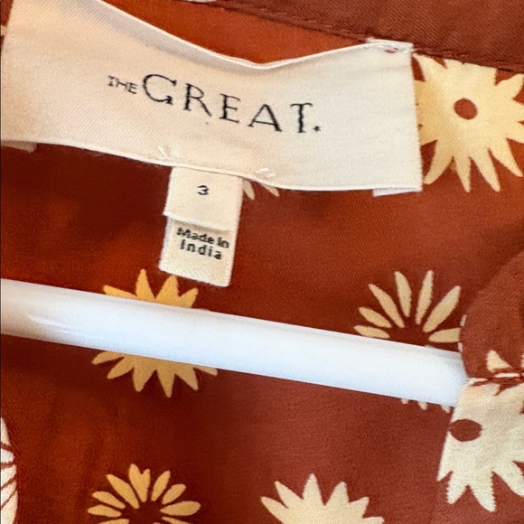 THE GREAT. Rust Floral Blouse Size 3 (Large) - Picture 3 of 4